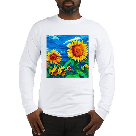 CafePress - Sunflowers Painting Long Sleeve T Shirt - Unisex Cotton Long Sleeve T-Shirt