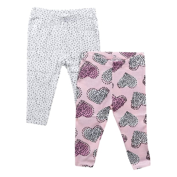 Little Star Organic Newborn Baby Girl Knit Pants, 2pack