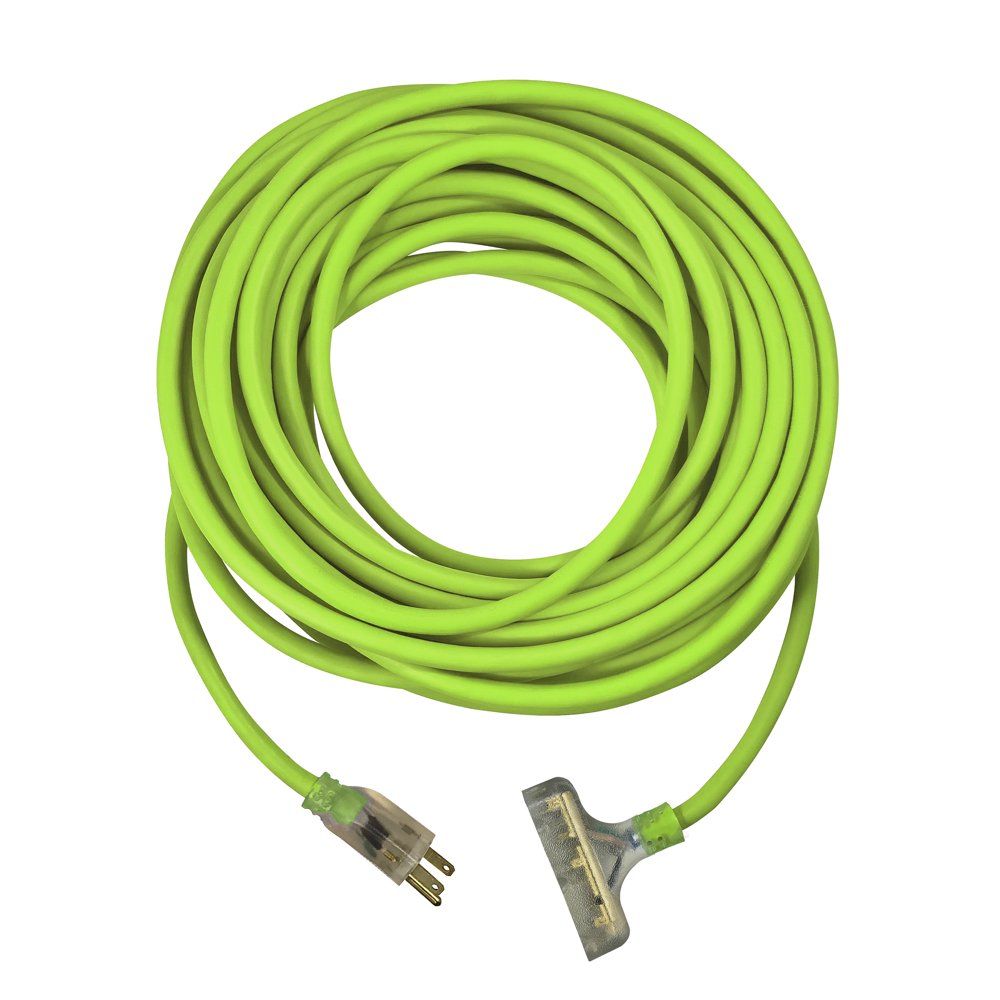 USW 12/3 100ft Cold Weather Triple Tap Extension Cord with 2 Lighted