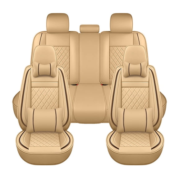 Car Seat Covers Full Set Fit for Chevy Colorado 2015-2026 Waterproof Faux Leather Car Seat Cushions Automotive 5 Seat Covers Set(Beige)
