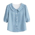 thumbnail image 2 of GERsome Womens 3/4 Sleeve Shirts Polka Dot Button Down Collared Tops for Casual Work Business Travel Light Blue L, 2 of 7