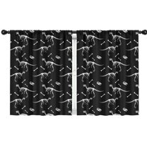 Blackout Kids Curtains,Black Cartoon Dinosaurs Fossils Pattern Childrens Insulated Curtains Set Of 2,Bedroom Essentials,Toddler Room Decor 42"x54"