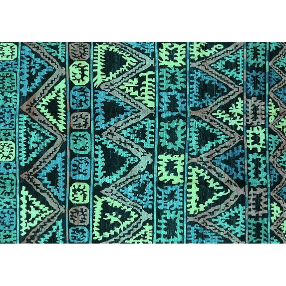 Ahgly Company Indoor Rectangle Solid Turquoise Blue Modern Area Rugs, 2' x 3'