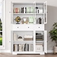 thumbnail image 2 of Homfa 4-Tier Bookcase with Glass Doors and Drawers, 67" H Painted Storage Cabinet for Living Room, Display Cabinet for Office, White, 2 of 10