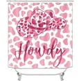 thumbnail image 2 of 4PCS Howdy Cowgirl Shower Curtain Sets with Rugs, Waterproof Fabric Pink Shower Curtain, Western Hat Boots Cow Skull Cactus Rainbow Funky 70S Floral Preppy Disco Y2K Groovy Bathroom Decor, 2 of 7