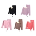 thumbnail image 2 of Qarigey 1 Juego de ropa interior de poliéster para mujer, ropa interior portátil de manga larga con cuello redondo, ropa de dormir cálida Ropa interior Rosado, 2 of 6