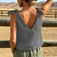 thumbnail image 6 of yoeyez Linen Tank Tops for Women Summer V Neck Sleeveless Tops Cute Tie Shoulder Bow Lightweight Fashion Beach Blouse Gray,XXL, 6 of 6