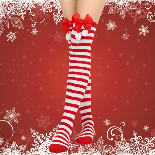 SGACAI Calcetines navideños hasta la rodilla para mujer Calcetines de invierno hasta la rodilla Calcetines largos de Navidad Calcetines divertidos para las fiestas para regalos de Navidad