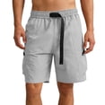 thumbnail image 2 of KIHOUT Men's Solid Quick-Dry Cargo Shorts - Nylon Spandex Blend, Buckle Belt Elastic Waist, Zipper Multi-Pocket for Outdoor, Sports and Casual Wear, 2 of 9