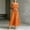 Orange, variant on Women's 2 Piece Set – Square Neck Cami Crop Top & Tiered Maxi Skirt, Solid Color Elegant Beach & Holiday Suit White,L