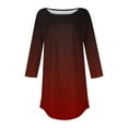 thumbnail image 3 of Red Women's Long Sleeve T-shirt, 3/4 Length Sleeve Womens Tops 2025 Spring Neck Casual Print Tunic T Shirts Three Quarter Length Womens Tops,Women's Long sleeve T-shirt L, 3 of 4
