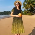 thumbnail image 4 of Lsque Gold Glitter Gradient Print Women's Casual Dress T-Shirt Summer Short Sleeve Scoop Neck Swing Dresses, 4 of 6