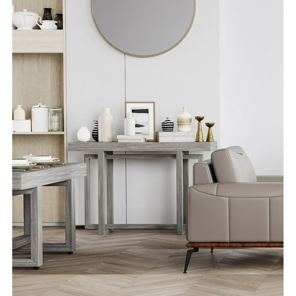 Contemporary Wood Console Table in Barley Natural