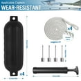 thumbnail image 2 of 10X30 Inch Boat Dock Bumpers 4 Pack, Inflatable PVC Fenders Kit, Includes Inflation Pump and Marine Ropes(Black), 2 of 9