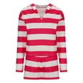 thumbnail image 4 of Wdfiry Two Piece Outfits for Women Hoodie Short Stripe Lounge Sets Drawstring Short Sleeve Sweatsuits Hooded Top and Shorts, 4 of 6