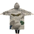 thumbnail image 2 of Oversized Wearable Blanket Hoodie,Butterfly Leaf Text Pattern Sherpa Blanket Hoodie with Super Pockets,Super Warm Fuzzy Pullover for Women & Men, 2 of 6
