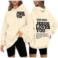 thumbnail image 2 of Women's Hoodie Casual Loose Letter Print Sweatshirt Comfortable Pullover Fashion Streetwear Soft Long Sleeve Top, 2 of 2