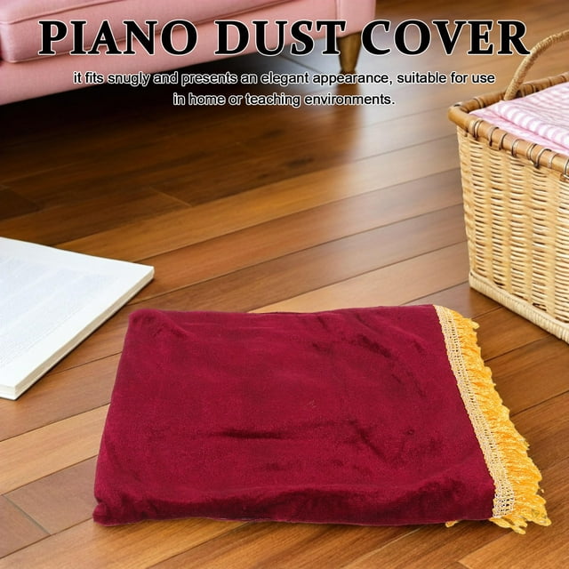 OULII Dark Red Velvet Keyboard Piano Cover Cloth for Electric Piano Dust Protection Lightweight and Elegant 61 Keys