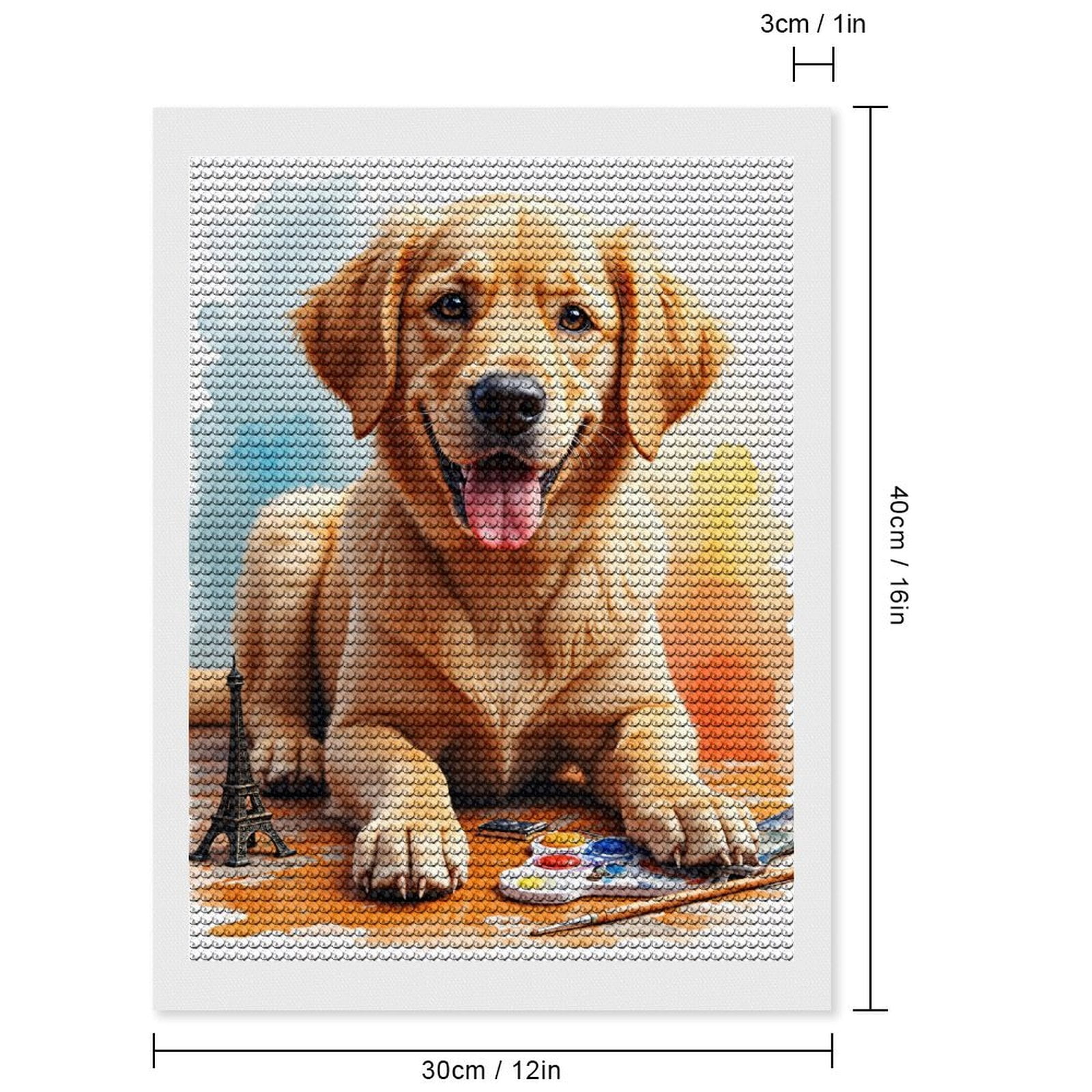Diamond Art Kits for Adults, Golden Retriever Art Palette Tower 5D Diamond Painting Kits for Adults Beginners, DIY Full Drill Diamond Painting, Gem Art and Crafts 12x16