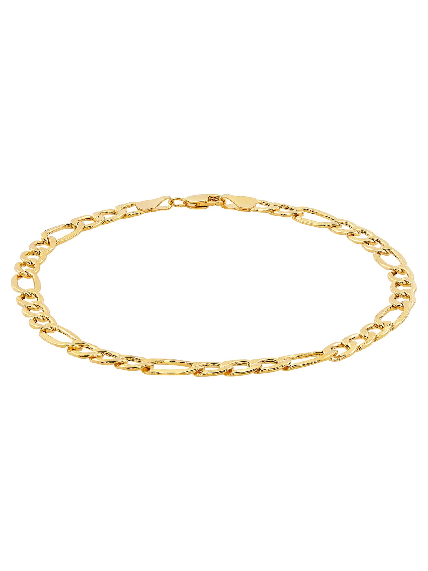 Brilliance Fine Jewelry 10K Yellow Gold 3 round 1 oval Link Figaro Bracelet, 8.5" - image 2 of 4