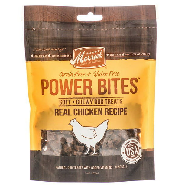 Merrick Power Bites Soft & Chewy Dog Treats - Real Chicken Recipe [Dog ...