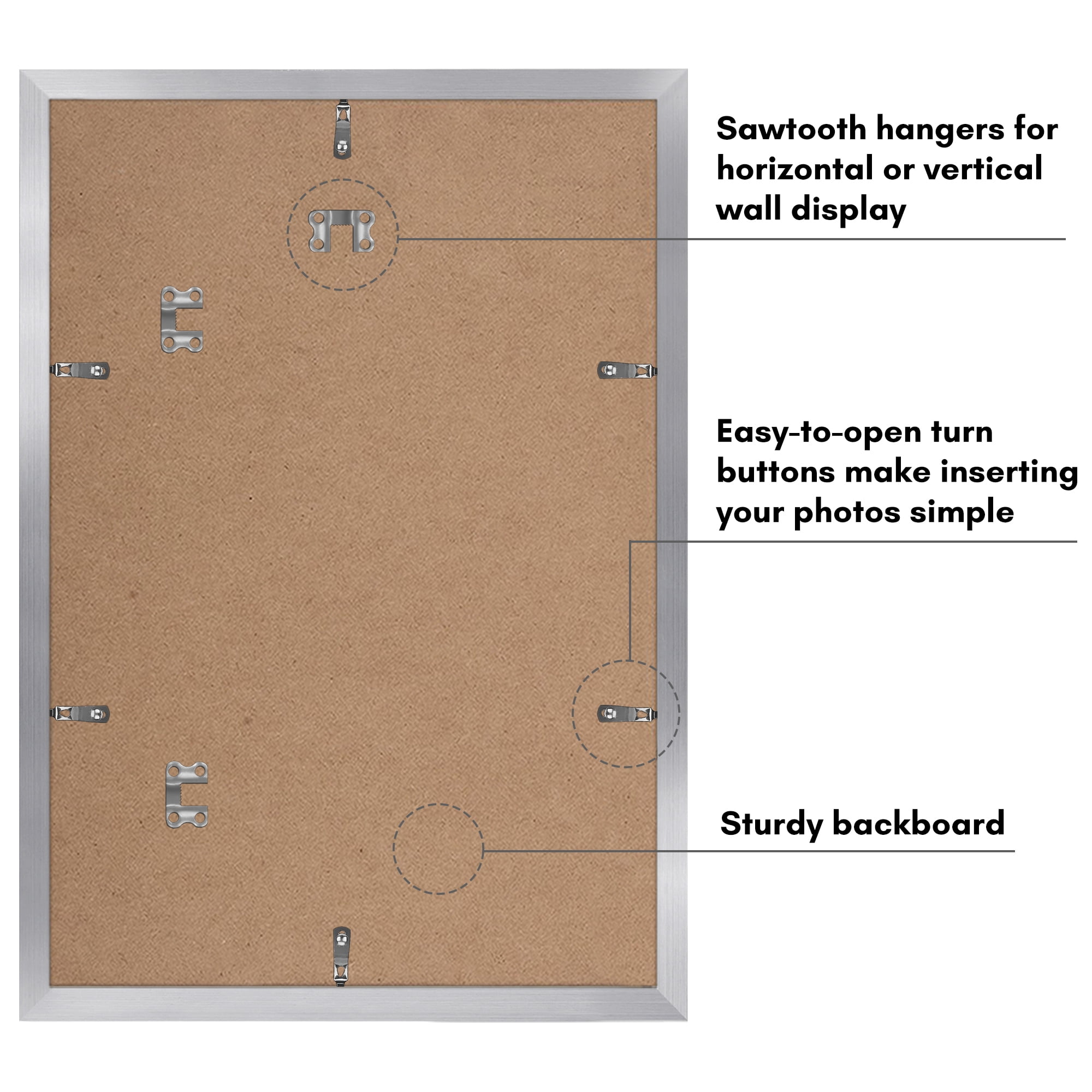 Americanflat 13x19 Picture Frame with Polished Plexiglass with 11x17 Mat 2 Pack Display Photo Frames - Silver