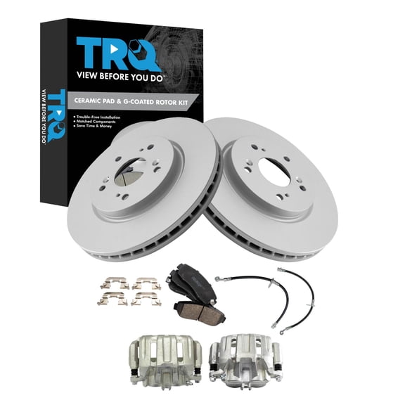 TRQ Front Brake Pad & Rotor Kit Premium G-Coated Ceramic Fits 2007-2012 Acura RDX