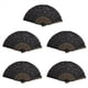 thumbnail image 1 of 5X Abanico Plegable Diseno Bordado Floral de Plastico - Negro, 1 of 3