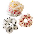 thumbnail image 1 of 5 piezas de gasa para el pelo, anillo para el pelo con estampado de corazón de amor, tela satinada cubierta, bandas elásticas para el pelo, nudos superiores, accesorios para coleta para mujeres, 1 of 2