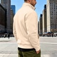 thumbnail image 4 of hoksml Men's Quarter Zip Pullover Sweatshirt Solid Stand Collar Kangaroo Pocket for Fall Winter Daily Casual Outdoor Comfort, 4 of 7