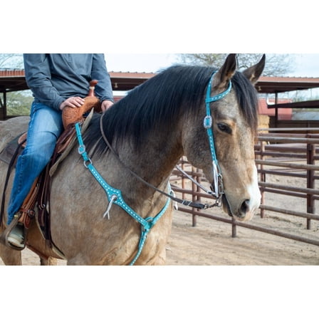 71861 Turquoise Leather Headstall and B/C Set