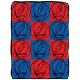 thumbnail image 1 of Blanket - Grateful Dead - Red/Blue Pattern Skull Fleece Throw New cfb-gd-pat, 1 of 1