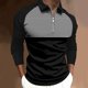 thumbnail image 4 of Gibobby Playera tipo polo hombre Top de manga larga con cremallera raglán y solapa con estampado digital deportivo casual para hombre(Negro,M), 4 of 5