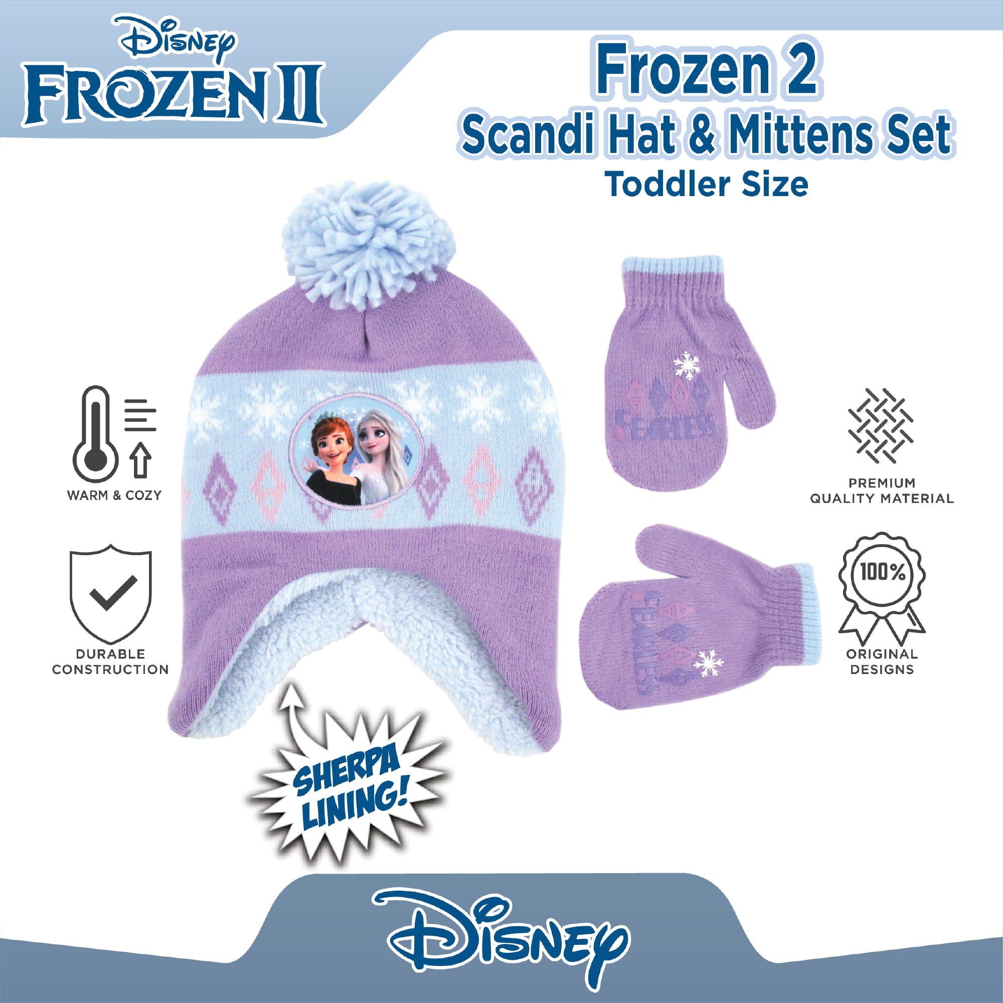Disney Toddler Girls Frozen Winter Hat and Mitten Cold Weather Set 2-5T 
