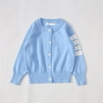 thumbnail image 5 of Boys Girls Cardigan Basic School Uniforms Kids Cotton Striped Sleeve Button Knit Sweater Baby Girl Jacket Fashion Outerwear, 5 of 5