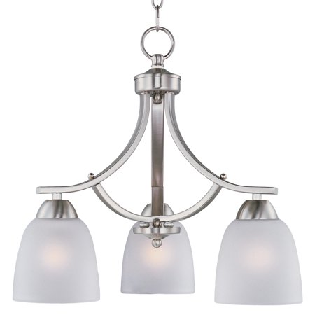 Nickel Three Light Chandelier - Maxim Lighting Axis - Three Light Chandelier, Satin Nickel Finish with Frosted Glass
