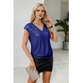 thumbnail image 6 of V Neck Sequin Short Sleeve Tops for Women Elastic Sparkly Tank Top blue M, 6 of 8
