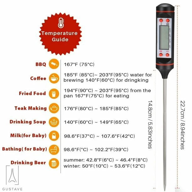 3Pcs Digital Grill Kitchen Meat Thermometer Probe Bbq Oven Food Cooking