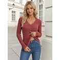 thumbnail image 4 of MOYIKO V Neck Long Sleeve Shirts for Women Fitted Thermal Undershirts Lightweight Trendy Tops, 4 of 7