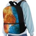 thumbnail image 4 of KUIFORTI Burning Fire Basketball Kids 17 Inch Schoolbag with Compartment and Side Mesh Pockets, Durable Backpack Stationery Organizer Bag for Boys Children Teens, 4 of 6