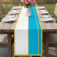 thumbnail image 4 of Modern Blue Gold Table Runner - 48 Inch Long Minimalist Geometric Yellow Striped Cotton and Linen Blended Dress Scarves Farmhouse Table Runner for Kitchen Dining, Coffee Table, 13" x 48", 4 of 8