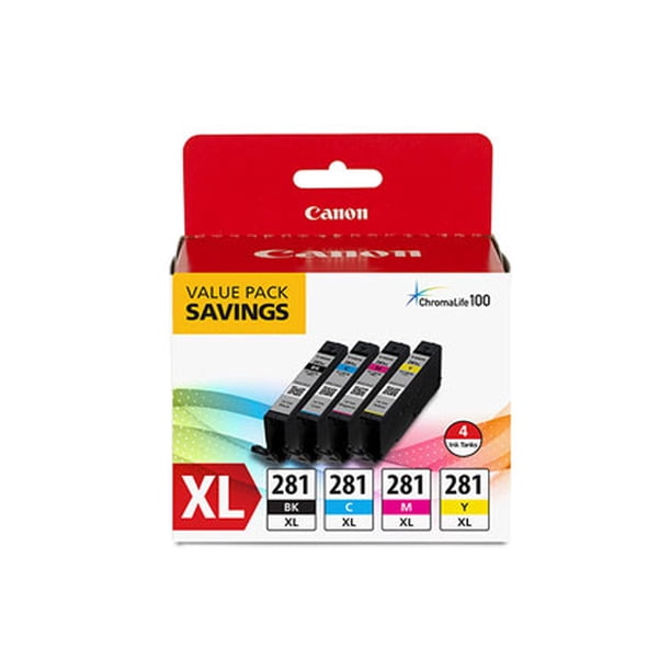 Paquete de Tintas Canon CLI-281 XL Negro Cian Magenta Amarillo 2037C005CANON