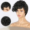 thumbnail image 6 of Short Curly Synthetic Headband Wig for Women Black Hair with Slanted Part Design, 6 of 7