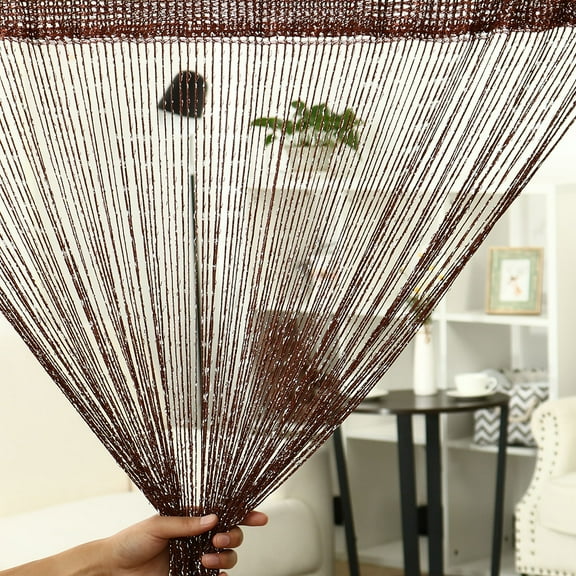 PiccoCasa Decorative String Curtain Fringe Panel, 39" x 79" Chocolate Color
