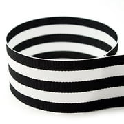 1-1/2“ Black & White Taffy Striped Grosgrain Ribbon - 20 Yards - USA Made