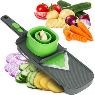 Mainstays 8pc Safe Mandoline Slicer High-Quality Multi-function Vegetable  Slicer (Green Glaze) 