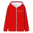 thumbnail image 4 of Byoo Smile Letter Print Hoodie for Toddler Girls Long Sleeve Kangaroo Pocket Zip Up Hooded Jacket Comfort Sweatshirt for Kids, 4 of 4
