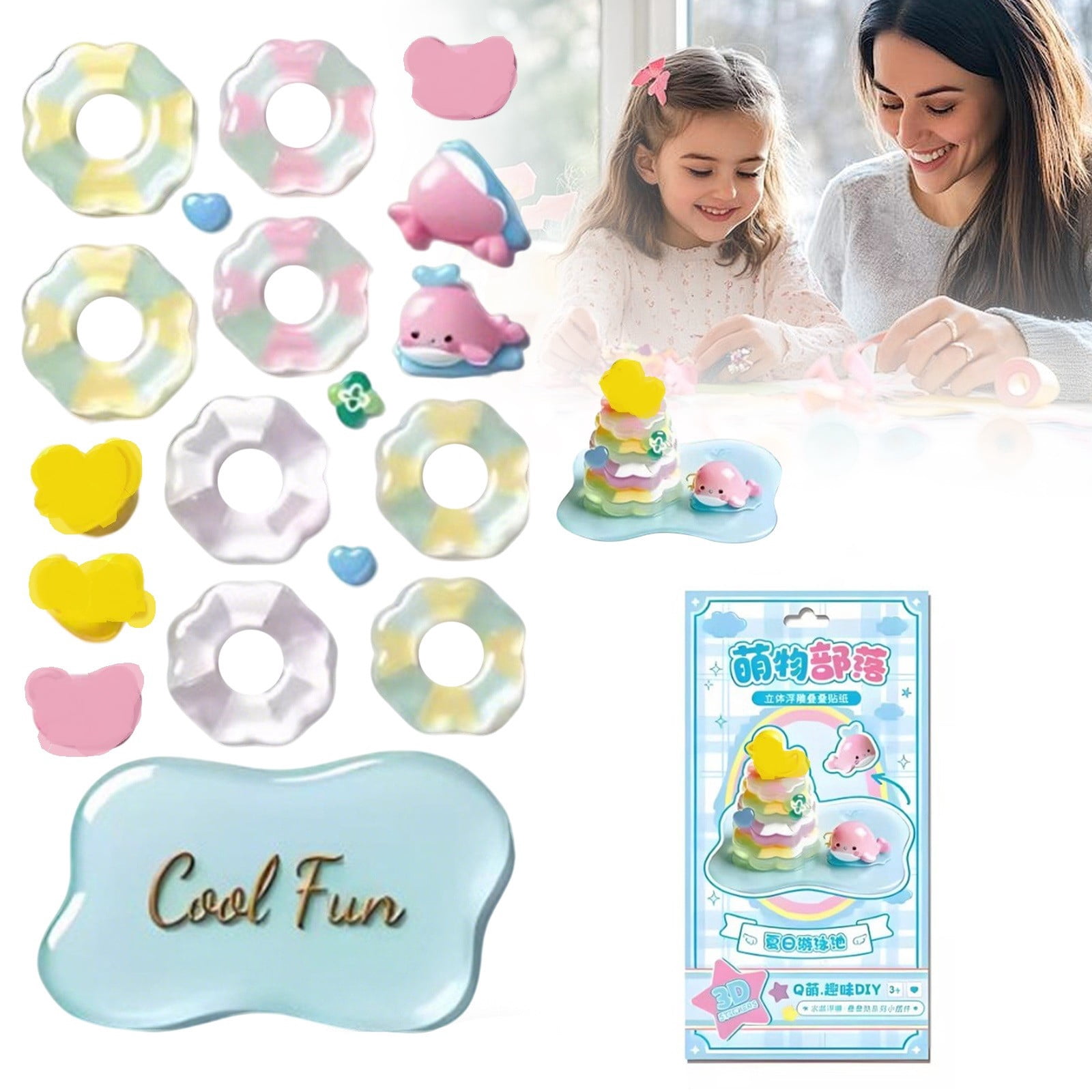 3D Crystal Sticker Set, 16 Pack Puffy Sticker Assortment for Notebook, Journal and Card Making