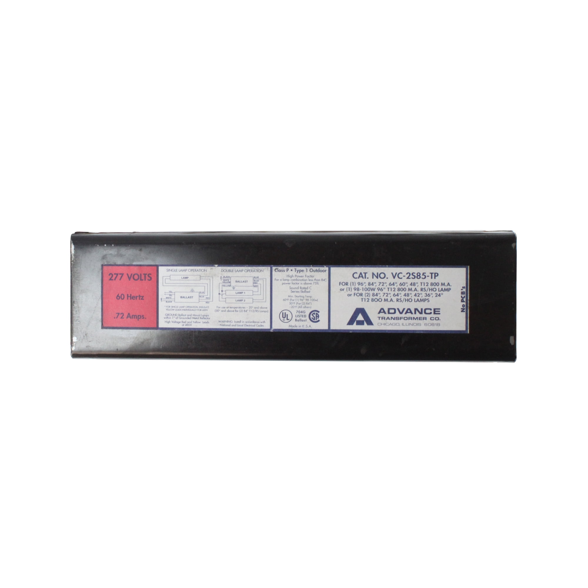 Advance VC2S85TP Ballast, 2 Lamp, F96T12, 96W T12, 277V