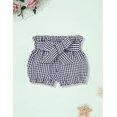 thumbnail image 5 of Newborn Baby Girl Clothes Jumpsuit Shorts Suit Flower Summer Clothes Cute Baby Clothes Girl Ruffle Fish Suit top + Plaid Shorts + Hair Band 3pcs Set 3-6 Months, 5 of 7